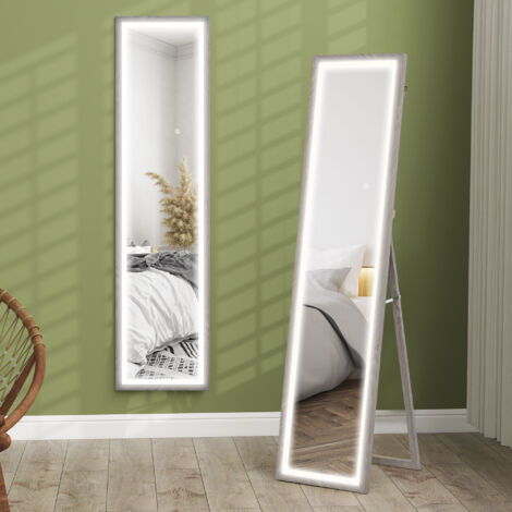 Miroir LED pleine longueur, 40 x 160 cm, contrôle tactile, gradable, 3 couleurs, gris (1/5)