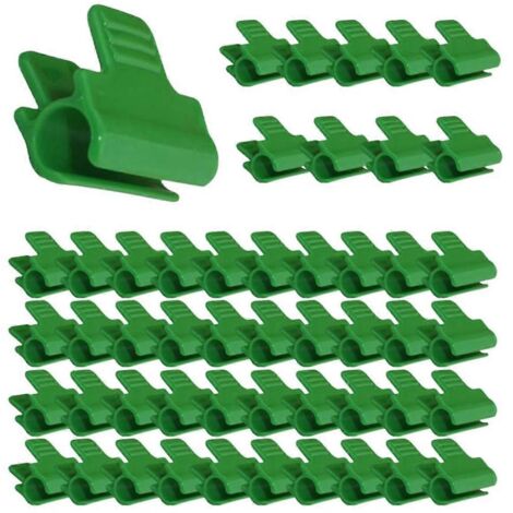 Lot de 50 pinces de serrage pour serre, en plastique, 10 mm, vertes (1/5)