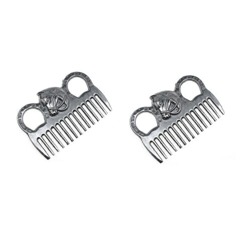 Lot de 2 brosses à crinière et queue pour chevaux, peigne en métal pour le bétail (voir photo) (1/5)