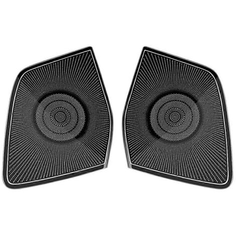 Cache haut-parleur de porte avant en acier inoxydable pour voiture (conduite à gauche), noir (1/5)