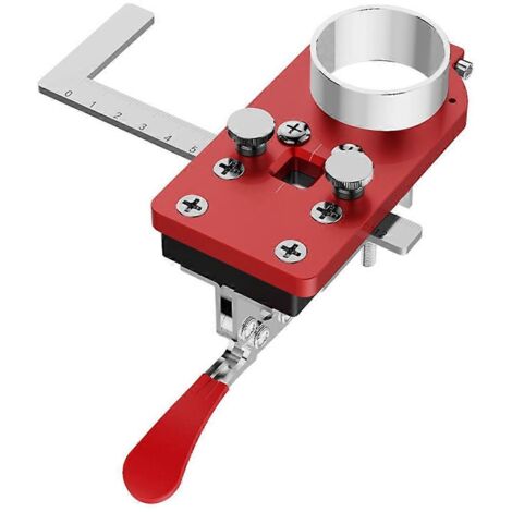 Limiteur auxiliaire de perçage pour charnières de menuiserie rouge (1/5)