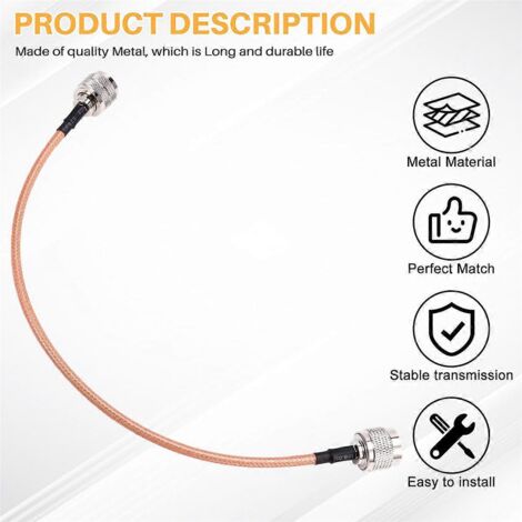 Adaptateur PL259/UHF femelle vers N mâle pour câble coaxial RG142 à faibles pertes (voir illustration) (1/5)