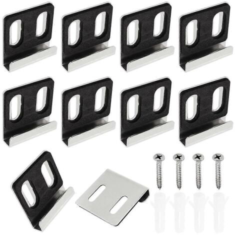 Clips de fixation murale pour miroir, double trou, argentés (voir photo) (1/5)