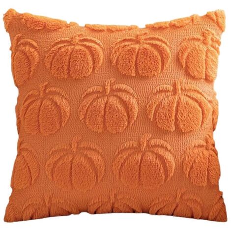 Taie d'oreiller citrouille de luxe haut de gamme, couleur orange foncé, aux reflets automnaux (1/5)