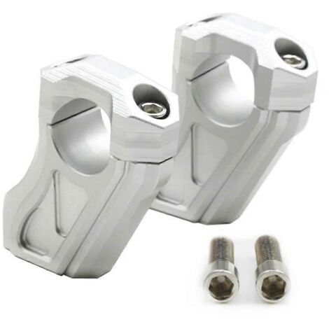 Colliers de serrage d'extension pour rehausseurs de guidon de moto argentés (1/5)
