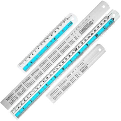Ensemble de règles métalliques de 12 et 6 pouces, idéal pour les projets de bricolage (bleu) (1/5)
