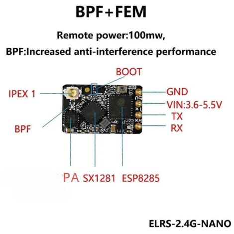Lot de 10 récepteurs ELRS longue portée NANO ExpressLRS 2,4 GHz, noirs (1/5)