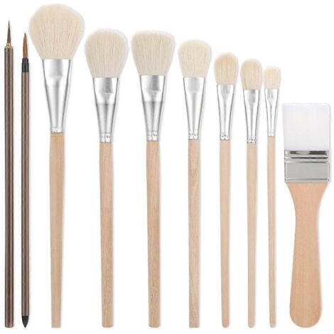 Ensemble de 10 pinceaux pour glaçure de poterie et peinture aquarelle en laine (1/5)