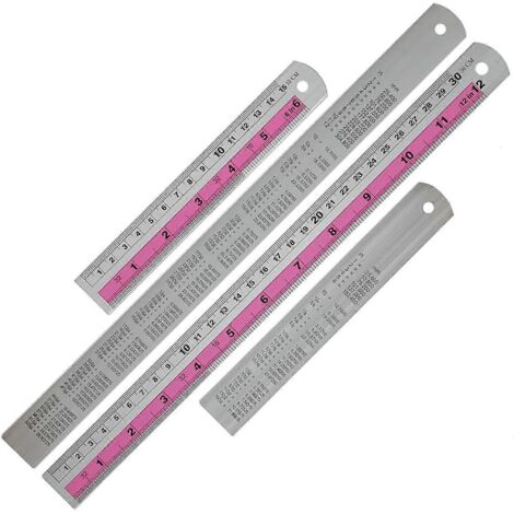 Ensemble de règles métalliques de 12 et 6 pouces, idéal pour les projets de bricolage (rouge) (1/5)