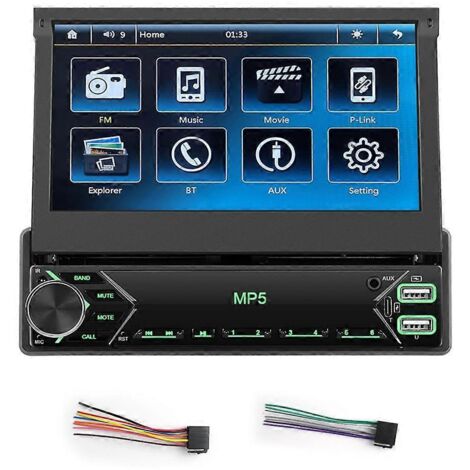 Autoradio 1 DIN avec écran tactile 7 pouces rabattable, ports USB et AUX. (1/5)