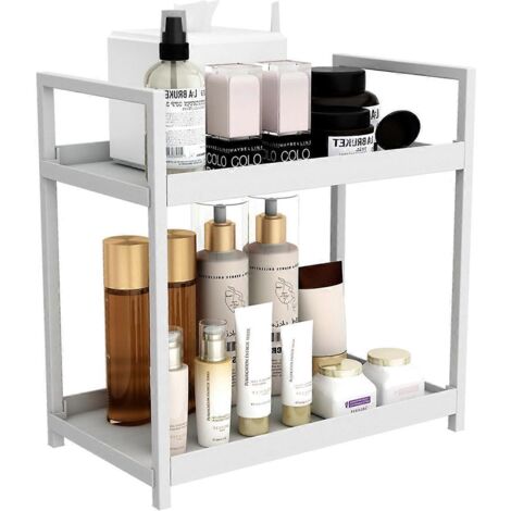Étagère de rangement pour comptoir de salle de bain, étagère cosmétique, étagère à épices de cuisine, blanche (1/5)