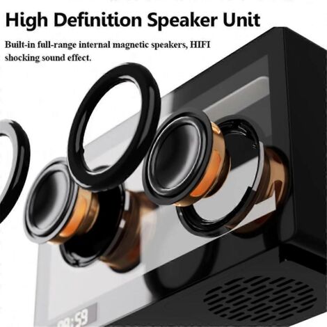 Horloge enceinte Bluetooth rétro portable avec éclairage RGB et carte TF (B EAs illustrées) (1/5)