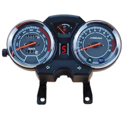 Compteur de vitesse de moto style café racer, compte-tours, jauge à essence, noir