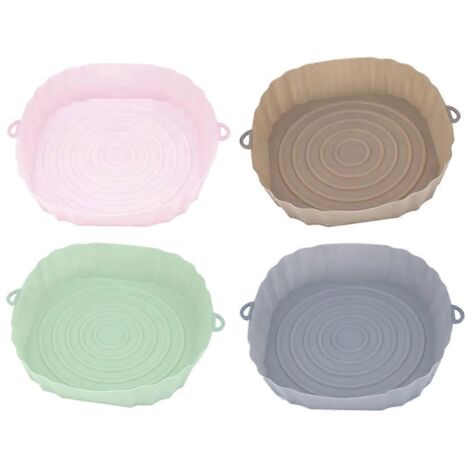 Lot de 4 paniers en silicone réutilisables pour friteuse à air chaud, comme illustré. (1/5)