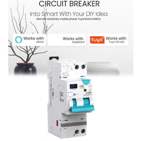 Disjoncteur intelligent WiFi Tuya 20A-40AAs illustré (1/5)