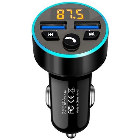 Émetteur FM stéréo pour voiture, lecteur MP3, charge rapide 3,1 A, noir (1/5)