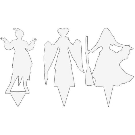 Ensemble de 3 piquets en fer forgé sur le thème des sorcières pour décorations d'Halloween dans le jardin (1/5)