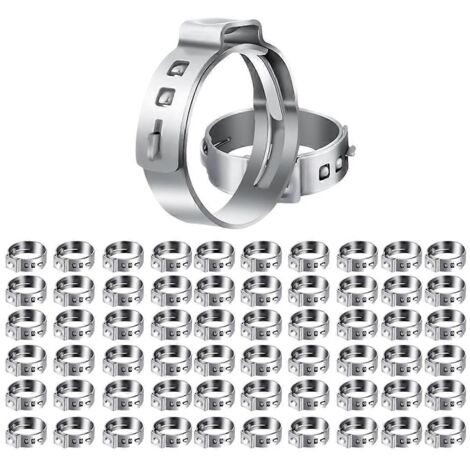 100 colliers de serrage PEX 1/2 pouce, colliers de serrage à une oreille en acier inoxydable (voir illustration) (1/5)