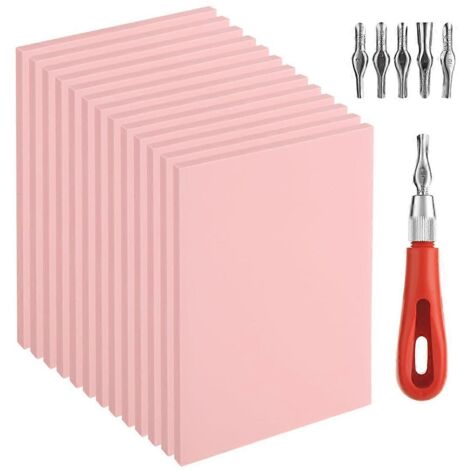 Kit de gravure de tampons en caoutchouc 14 pièces avec outils de gravure sur bloc de linoléum (voir photo) (1/5)