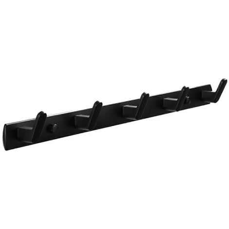 Patères de porte en aluminium à 5 crochets, noires (1/5)
