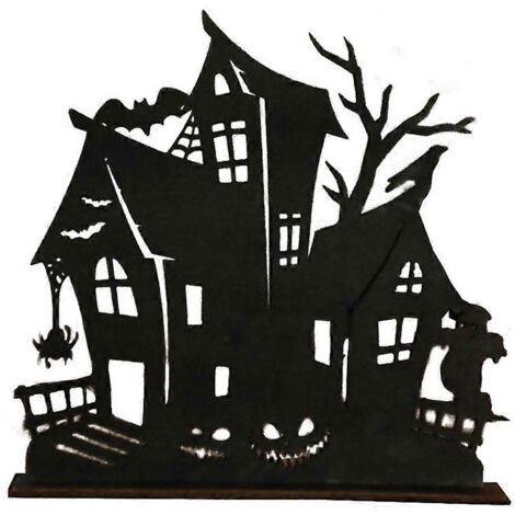 Ornement en bois, silhouette, croquis, décoration de bureau, maison hantée, noir (1/5)