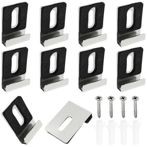 Clips de fixation murale pour miroir, un trou, argentés (voir photo) (1/5)