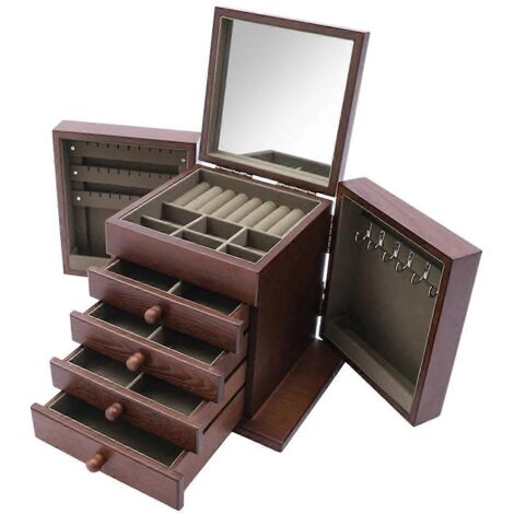 Armoire de rangement pour bijoux et maquillage de bureau style rétro à 5 tiroirs (comme illustré) (1/5)