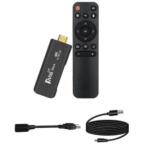 Clé TV98 1 Go + 8 Go, décodeur 4K haute définition, Bluetooth double 5G, noir (1/5)