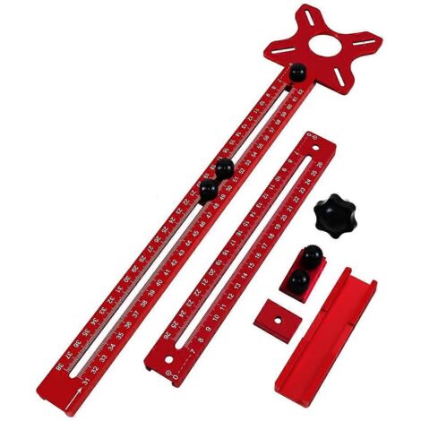 Support de rainurage pour défonceuse, gabarit de découpe de cercles de rayon 9-61 cm, rouge (1/5)