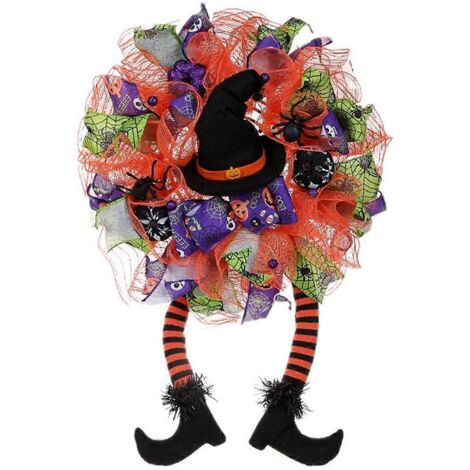 Couronne de porte d'entrée pour Halloween, couronne de sorcière, couronne de sorcière artificielle (comme sur la photo) (1/5)