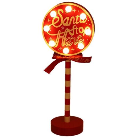 Panneau lumineux vintage de Noël, enseigne du pôle Nord, panneau de rue lumineux LED D (1/5)