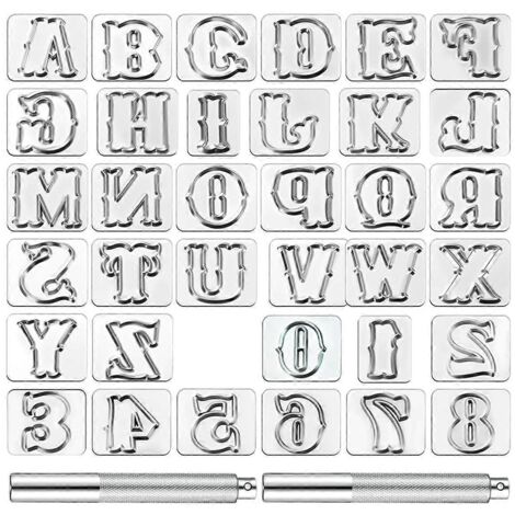 37 outils de marquage du cuir, y compris des lettres majuscules alphanumériques. (1/5)