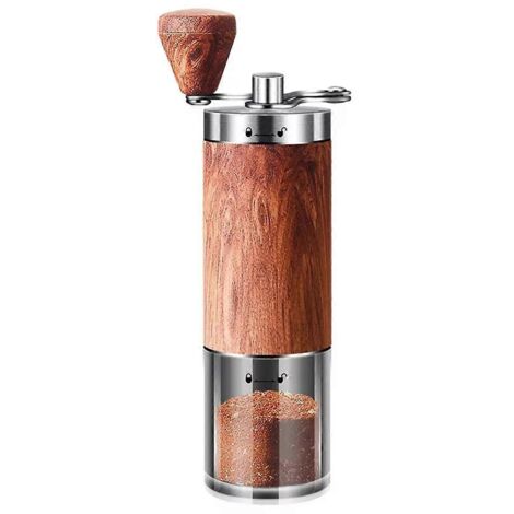 Moulin à café manuel portable avec meule en céramique - Bois et acier (1/5)