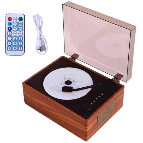 Enceinte CD Bluetooth 5.1 avec lecteur à tiroir, finition bois marron (1/5)