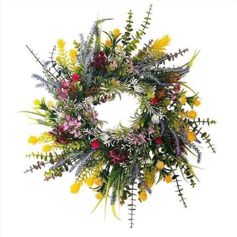 Couronnes de printemps pour porte d'entrée, 45 cm, fleurs d'été pour accueillir l'été