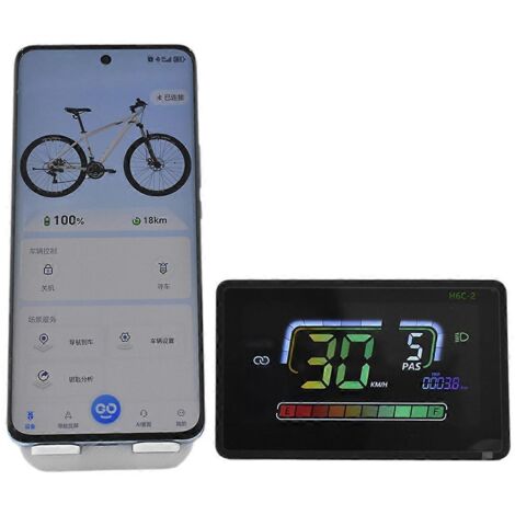 Compteur de vitesse Bluetooth pour vélo électrique H6C-2 avec écran LCD, connecteur SM5+2 broches (1/5)
