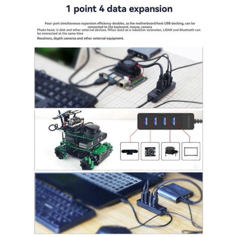 Hub USB 3.0 haute vitesse à 4 ports, adaptateur répartiteur USB de 30 cm (1/5)