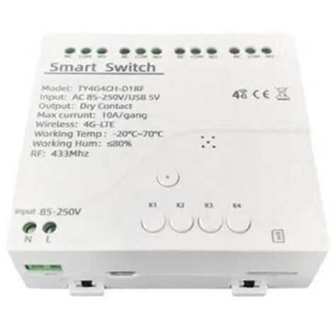 Relais intelligent Tuya Smart Switch 4G LTE avec RF 433 MHz CA 85-250 V (1/5)