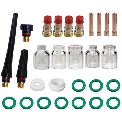28 accessoires pour torche de soudage TIG : lentille courte, coupelle 4-12 (1/5)