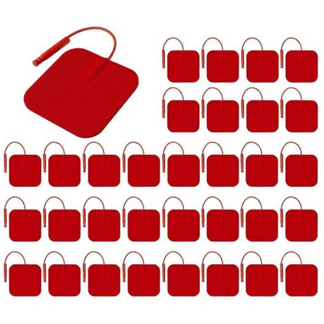 Électrodes de rechange pour appareil TENS, réutilisables et sans latex, rouges (1/5)