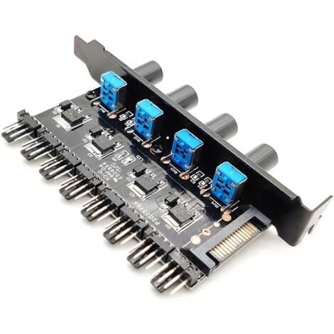 Régulateur de hub pour ventilateur de boîtier d'ordinateur 12 V, 8 voies, 4 boutons, SATA (1/5)