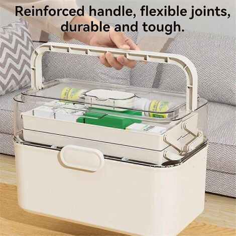 Boîte de rangement pour médicaments à 3 niveaux, portable et étanche à la poussière (1/5)