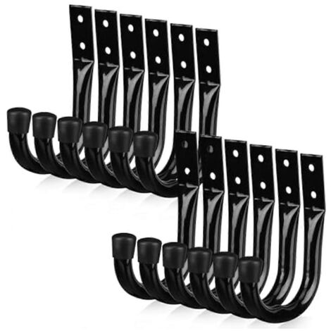 Crochets de rangement robustes pour garage, lot de 12 crochets pour vélos, fixation murale. (1/5)