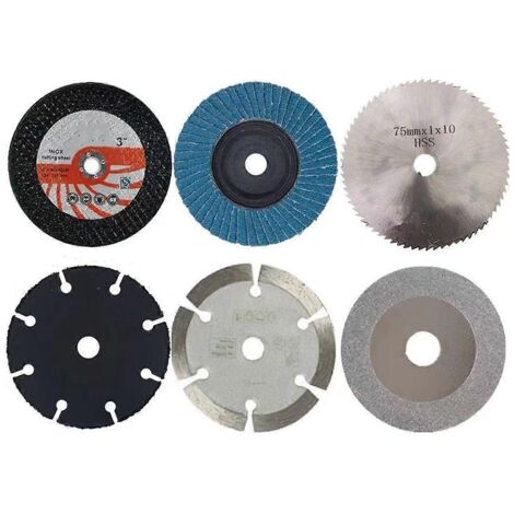 Lot de 6 disques de coupe de 75 mm pour meuleuse d'angle à alésage de 10 mm et lame de scie circulaire (1/5)