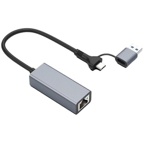 Adaptateur Ethernet Gigabit 1000M USB 3.0 Type C vers RJ45 (sans pilote) (1/5)