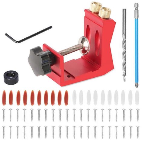 Kit de gabarit de perçage 45 pièces pour tourillons, forets et vis d'assemblage, gabarit de positionnement pour menuiserie, A (1/5)