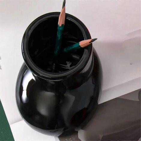 Vase en céramique en forme de bottes, porte-stylo mignon à motif dessin animé noir (1/5)