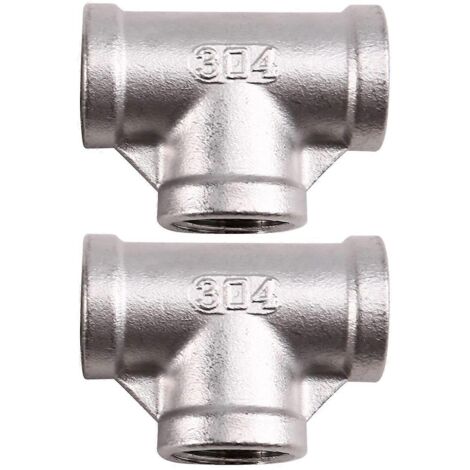 Raccord en T fileté femelle en acier inoxydable 304, raccord de tuyauterie BSPT (1/5)