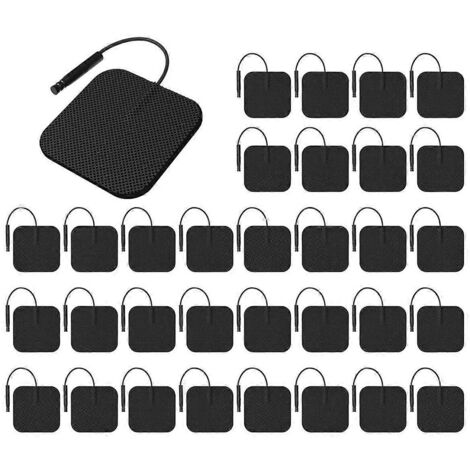 Électrodes de rechange pour appareil TENS, réutilisables et sans latex, noires (1/5)