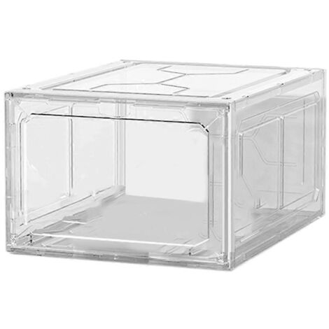 Boîte à chaussures de sport en plastique, boîte de rangement anti-poussière blanche (1/5)
